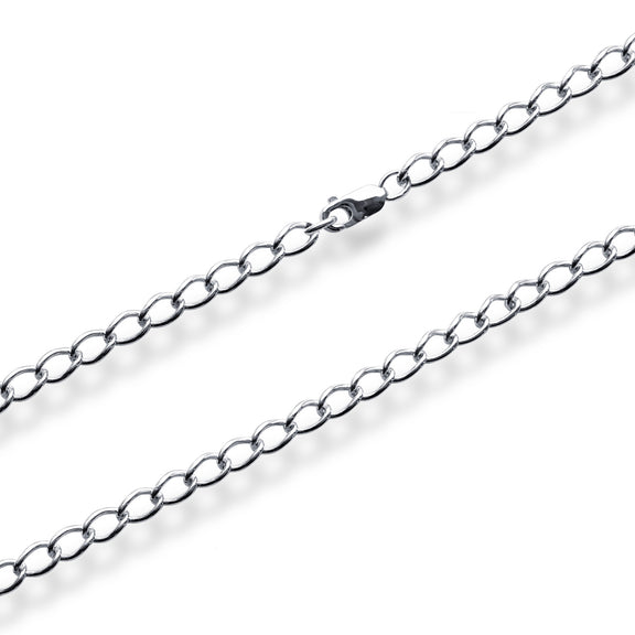 Argentium 960 Curb Kette 3mm in 46cm Länge