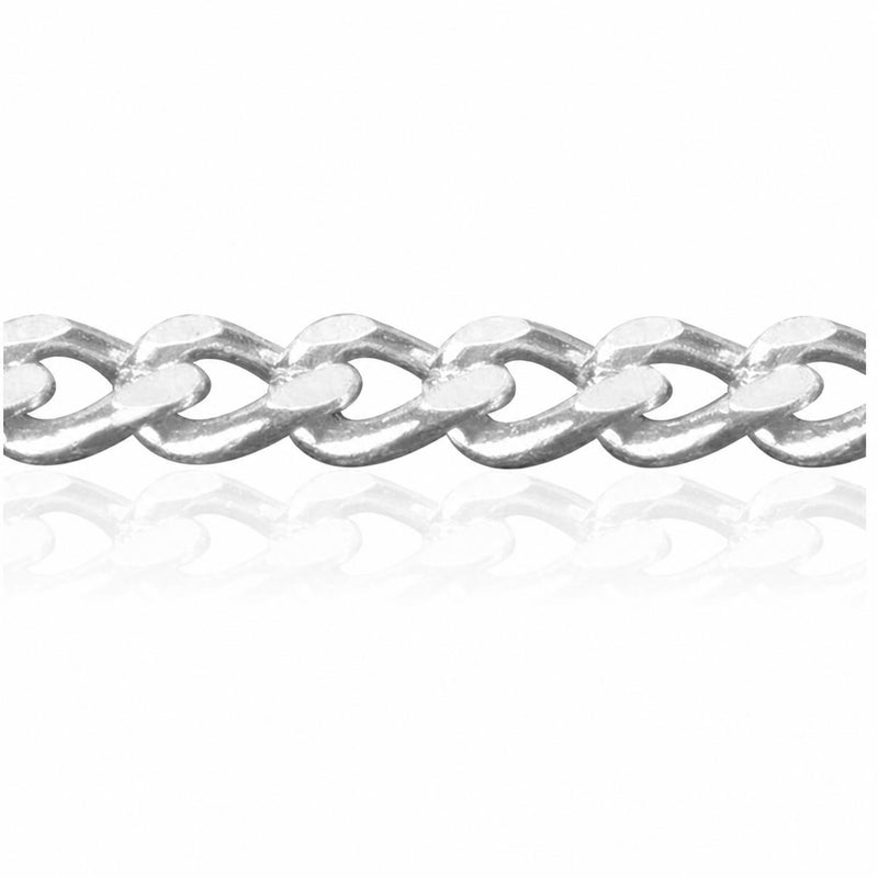 Argentium 960 Hammered Curb Kette 1,75mm in 46cm Länge
