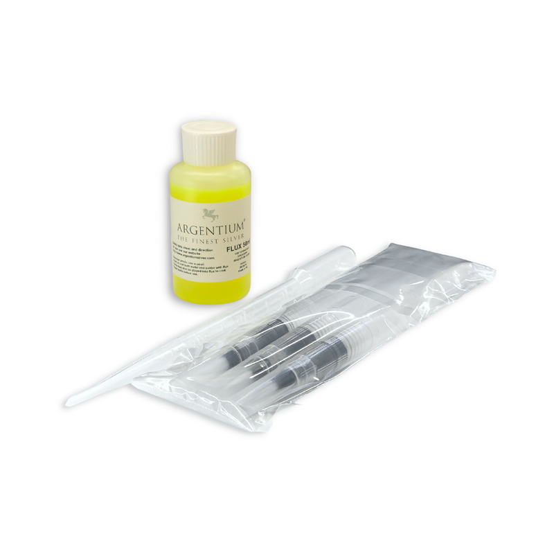 Argentium Silber Flux-Set 50ml mit Pipette und drei Dosierpinseln